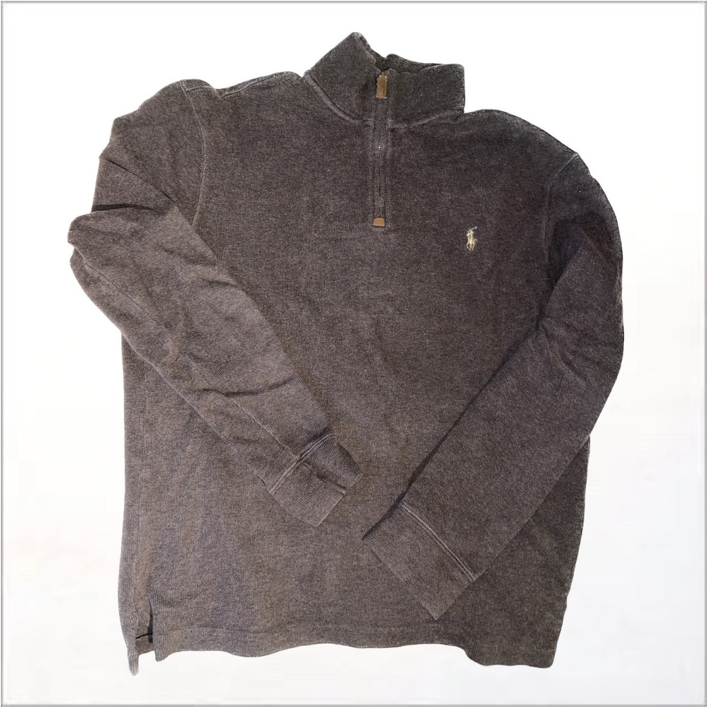 Brown Ralph Lauren half zip sweater